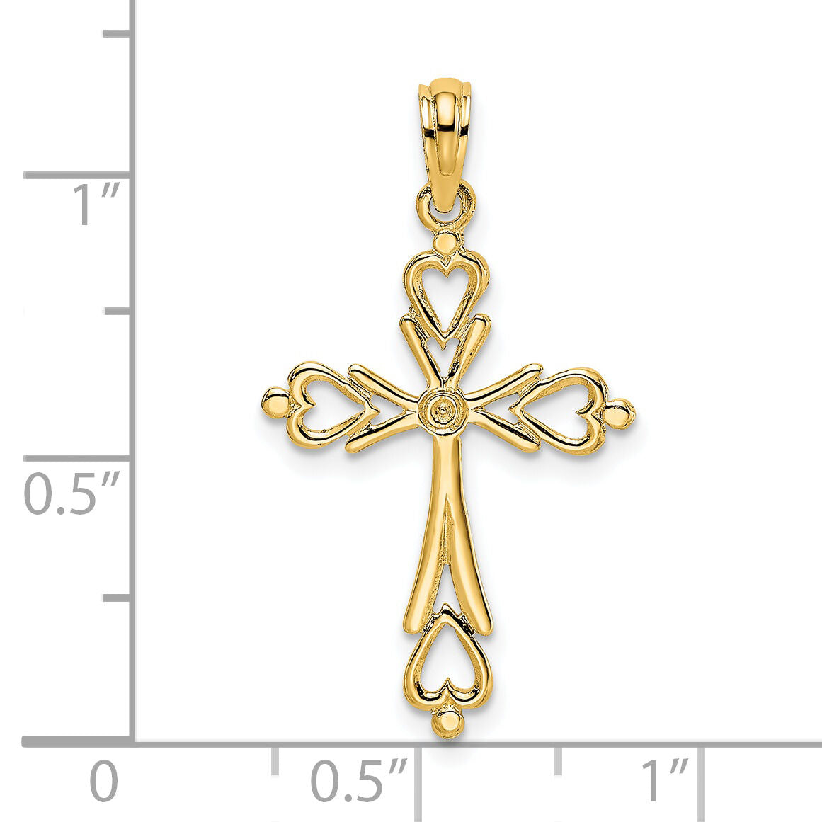 14K Cross Cut-Out w/ Heart Ends Charm-K8489