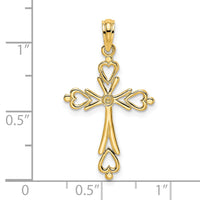 14K Cross Cut-Out w/ Heart Ends Charm-K8489
