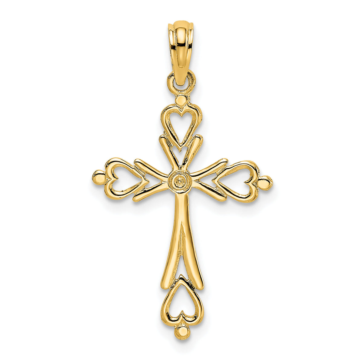 14K Cross Cut-Out w/ Heart Ends Charm-K8489