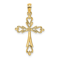 14K Cross Cut-Out w/ Heart Ends Charm-K8489