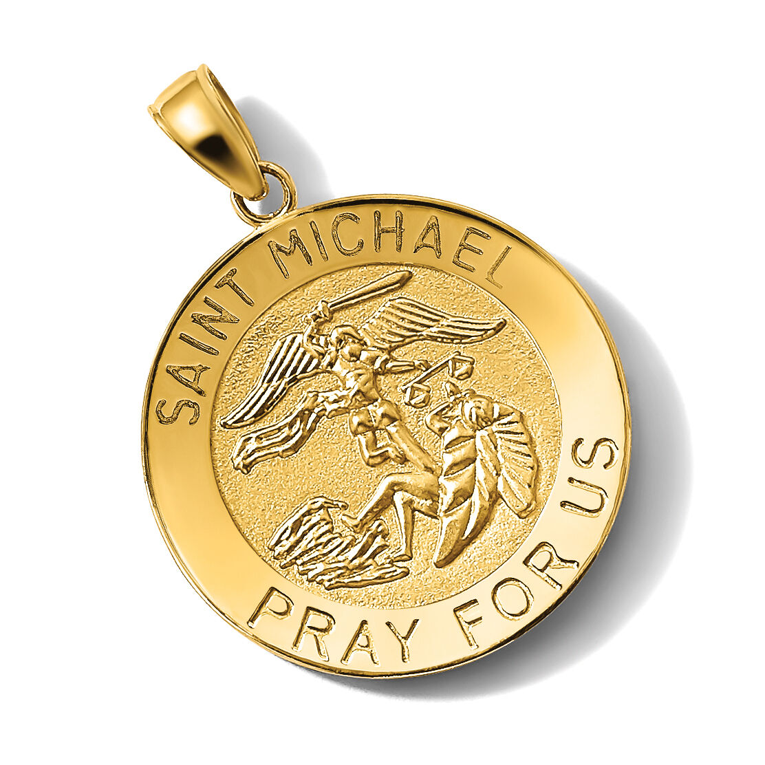 14K Polished / Satin Saint Michael Medal Charm-K8490