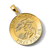 14K Polished / Satin Saint Michael Medal Charm-K8490