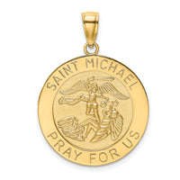 14K Polished / Satin Saint Michael Medal Charm-K8490