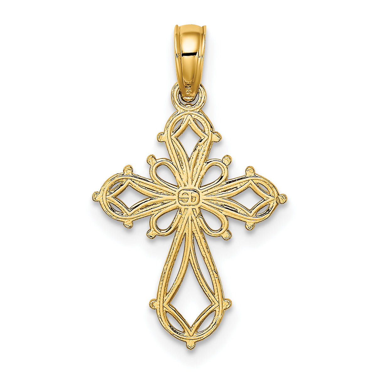 14K Cut-Out Fancy Cross Charm-K8492