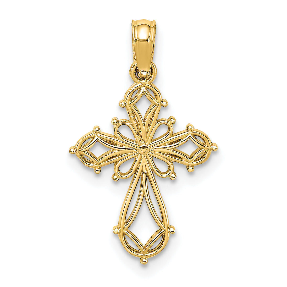 14K Cut-Out Fancy Cross Charm-K8492