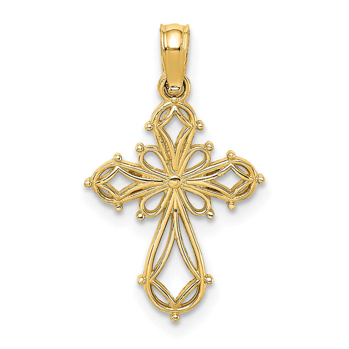 14K Cut-Out Fancy Cross Charm-K8492