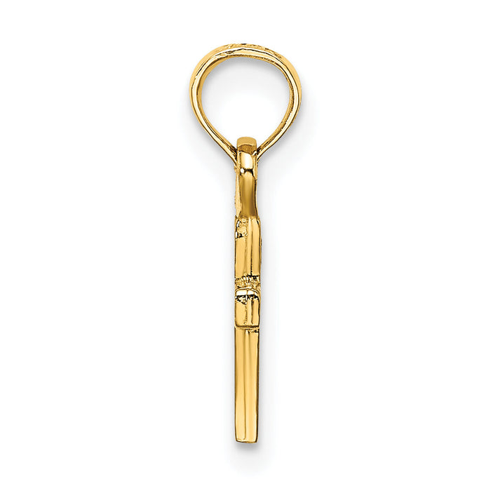 14K 3-D and Polished Mini Cross Charm-K8493
