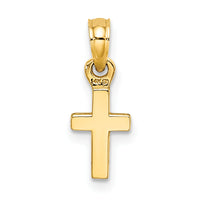 14K 3-D and Polished Mini Cross Charm-K8493