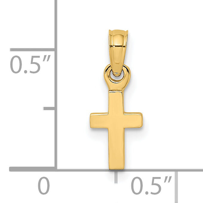 14K 3-D and Polished Mini Cross Charm-K8493
