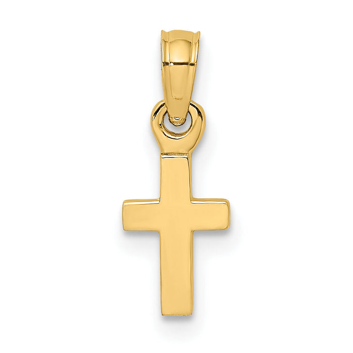 14K 3-D and Polished Mini Cross Charm-K8493