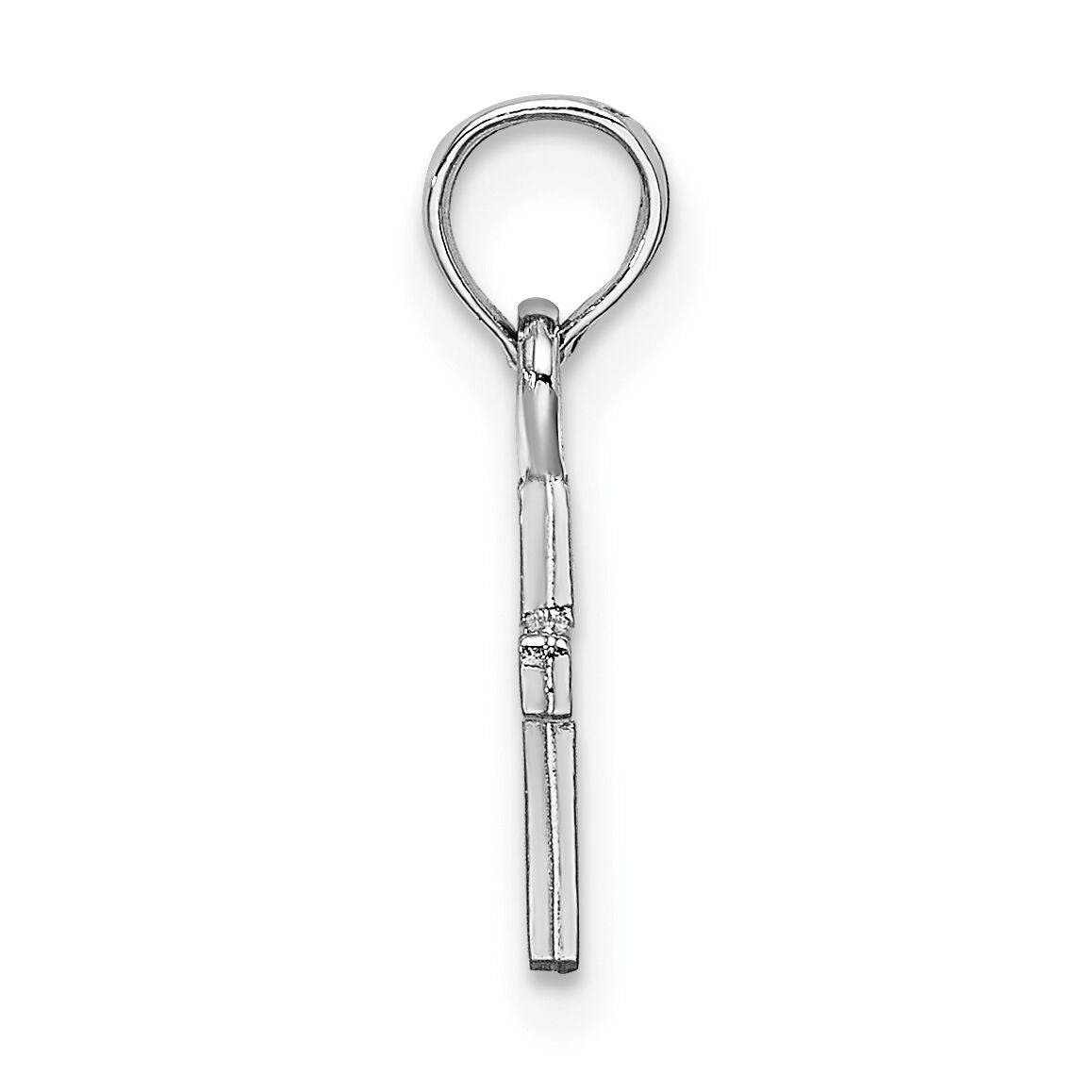 14K White Gold 3-D and Polished Mini Cross Charm-K8493W