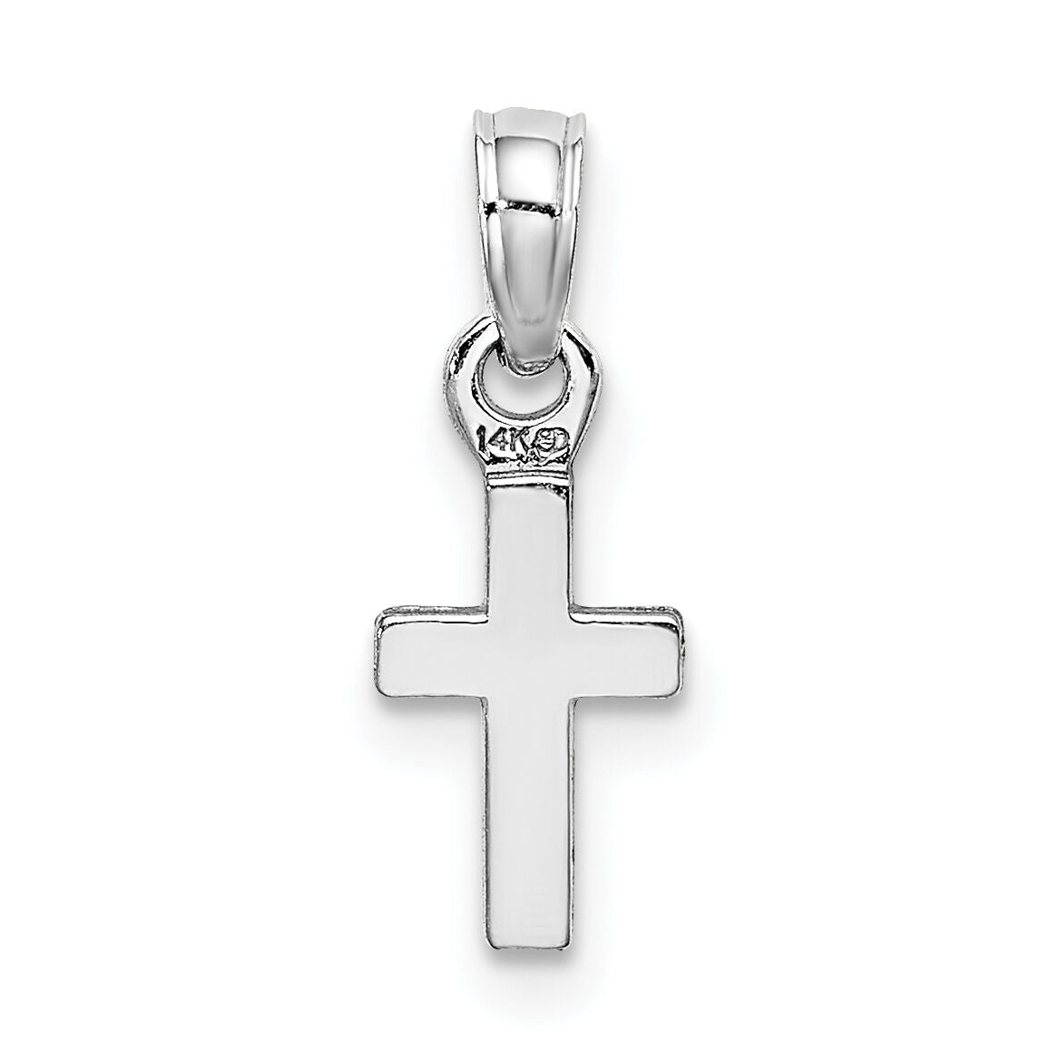 14K White Gold 3-D and Polished Mini Cross Charm-K8493W