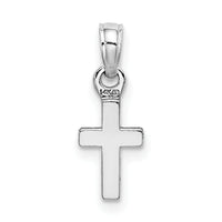 14K White Gold 3-D and Polished Mini Cross Charm-K8493W