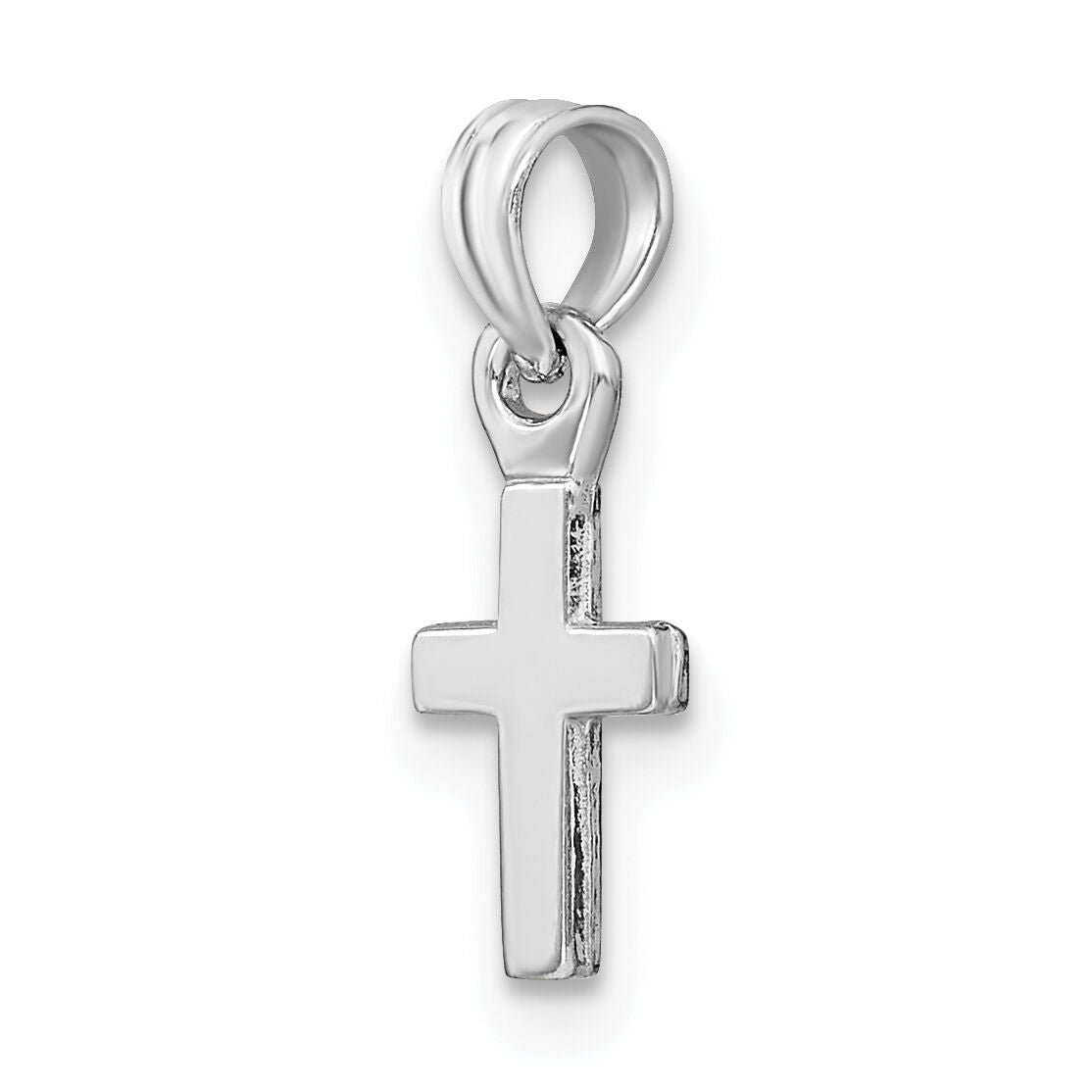 14K White Gold 3-D and Polished Mini Cross Charm-K8493W