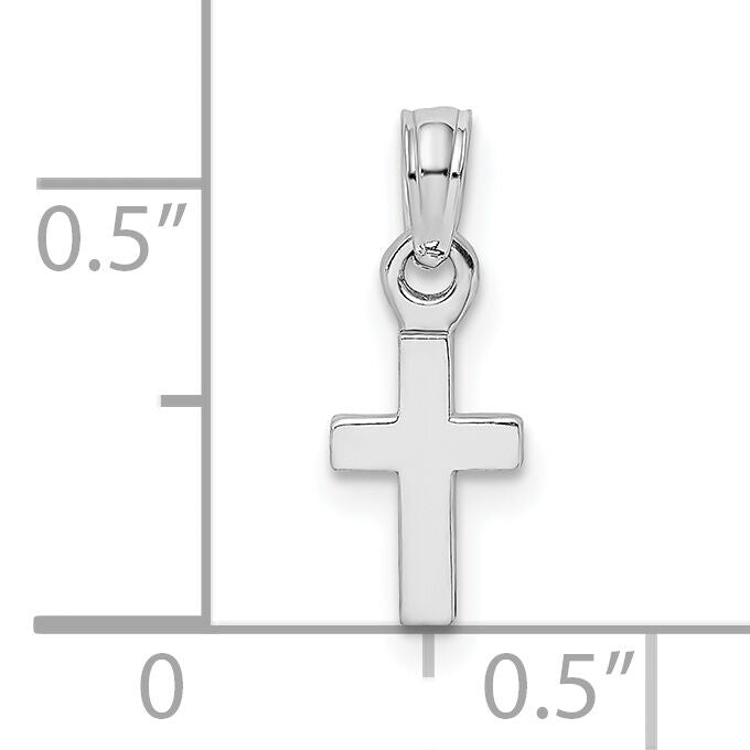 14K White Gold 3-D and Polished Mini Cross Charm-K8493W