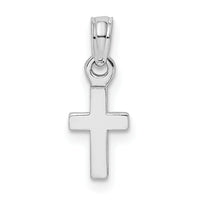 14K White Gold 3-D and Polished Mini Cross Charm-K8493W