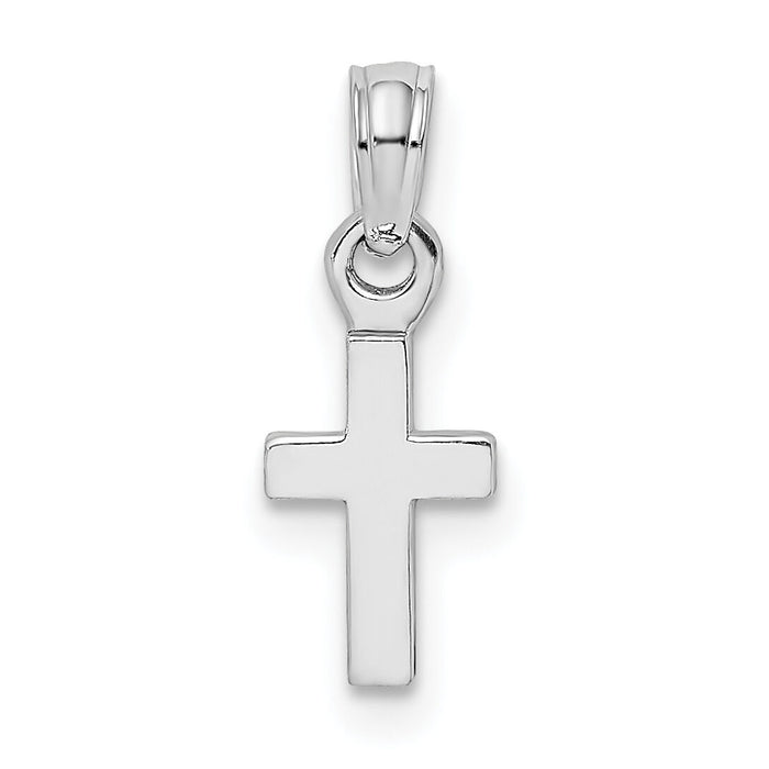 14K White Gold 3-D and Polished Mini Cross Charm-K8493W