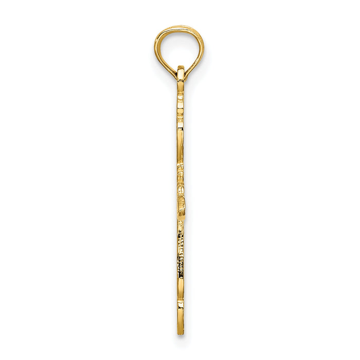 14K Polished and Cut-Out Cross Charm-K8494