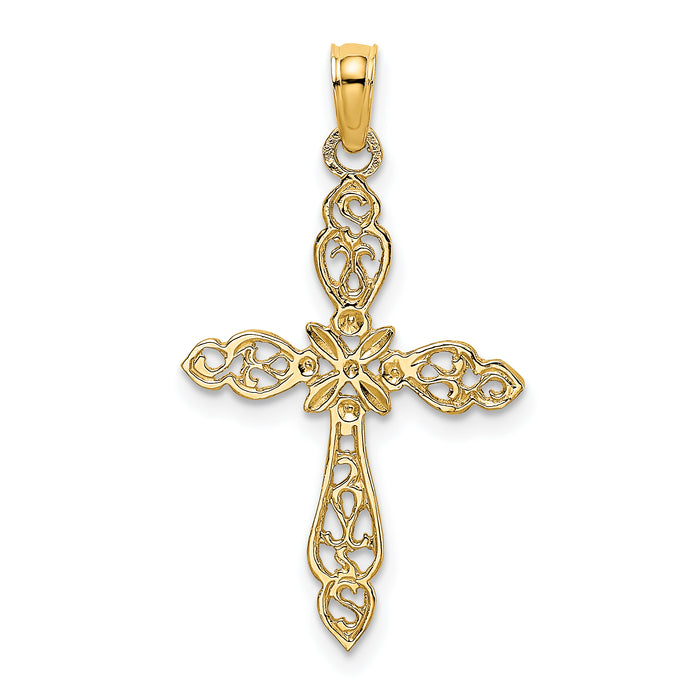 14K Polished and Cut-Out Cross Charm-K8494