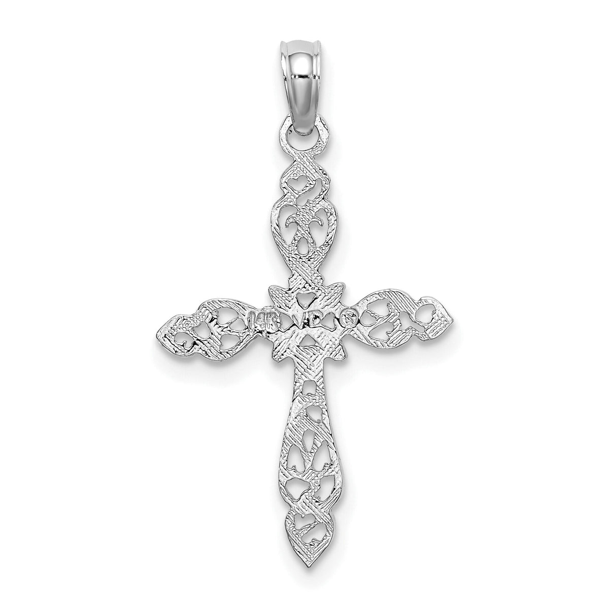 14K White Gold Polished and Cut-Out Cross Charm-K8494W