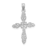 14K White Gold Polished and Cut-Out Cross Charm-K8494W