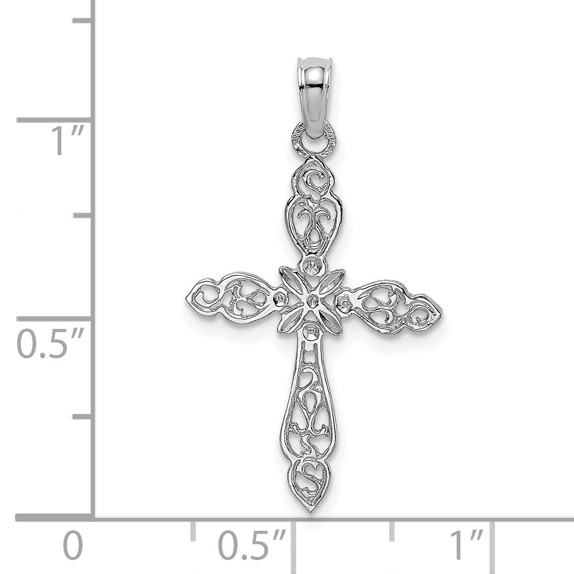 14K White Gold Polished and Cut-Out Cross Charm-K8494W