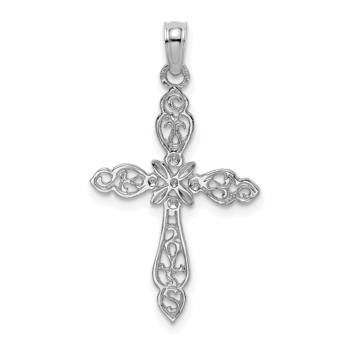 14K White Gold Polished and Cut-Out Cross Charm-K8494W