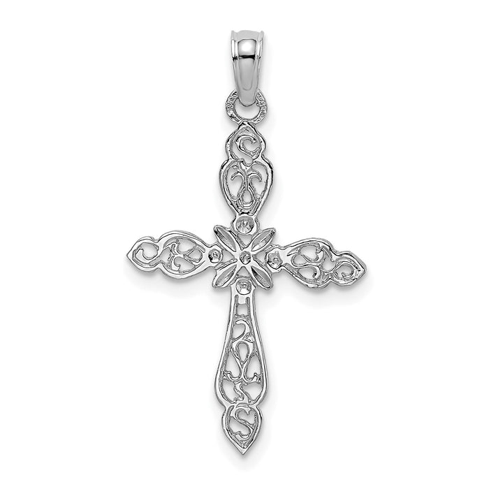 14K White Gold Polished and Cut-Out Cross Charm-K8494W