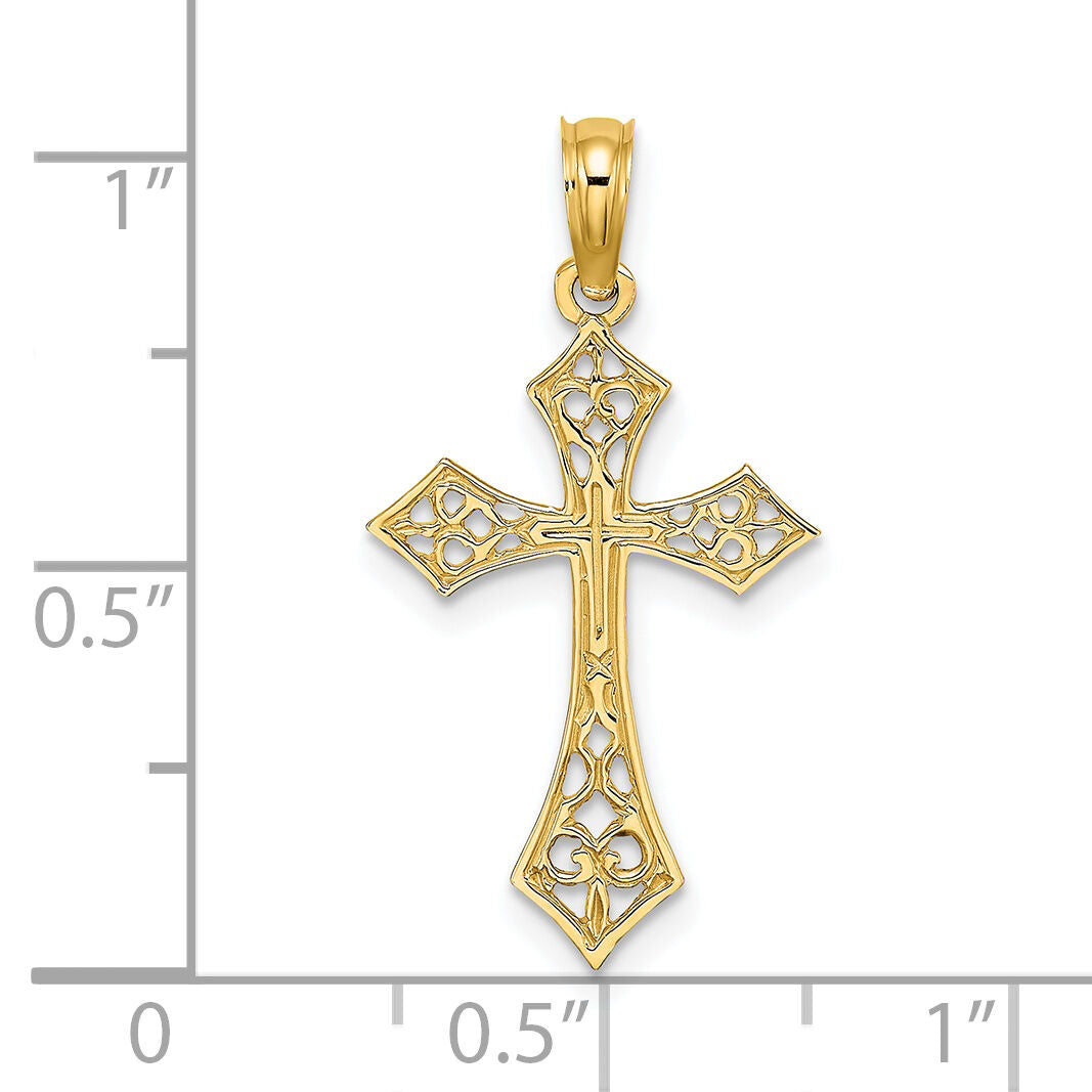 14K Filigree Cross Charm-K8495
