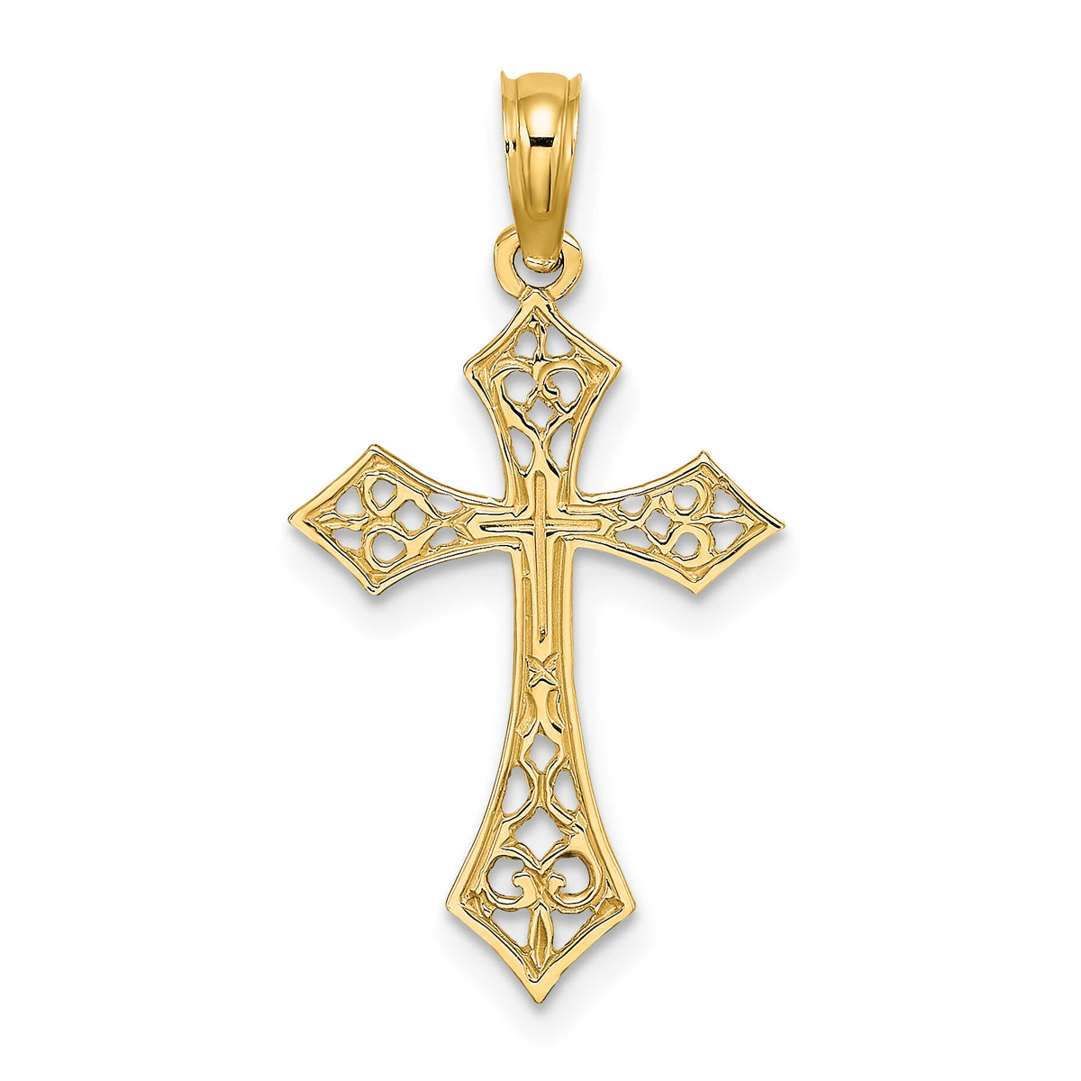 14K Filigree Cross Charm-K8495