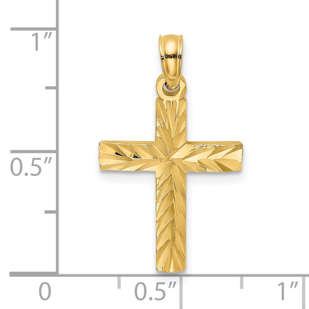 14K D/C Block Cross  Charm-K8497