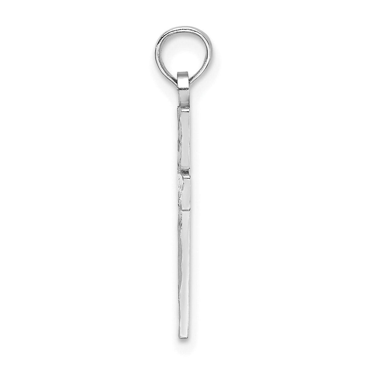 14K White Gold D/C Block Cross  Charm-K8497W