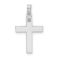 14K White Gold D/C Block Cross  Charm-K8497W