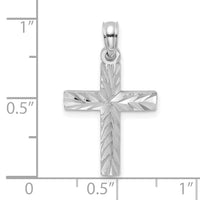 14K White Gold D/C Block Cross  Charm-K8497W