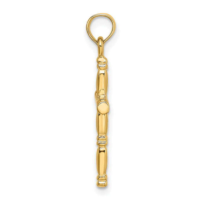 14K 3-D Polished Cross Charm-K8498