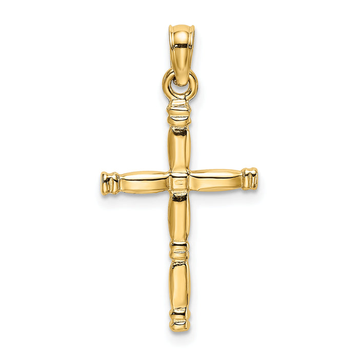 14K 3-D Polished Cross Charm-K8498