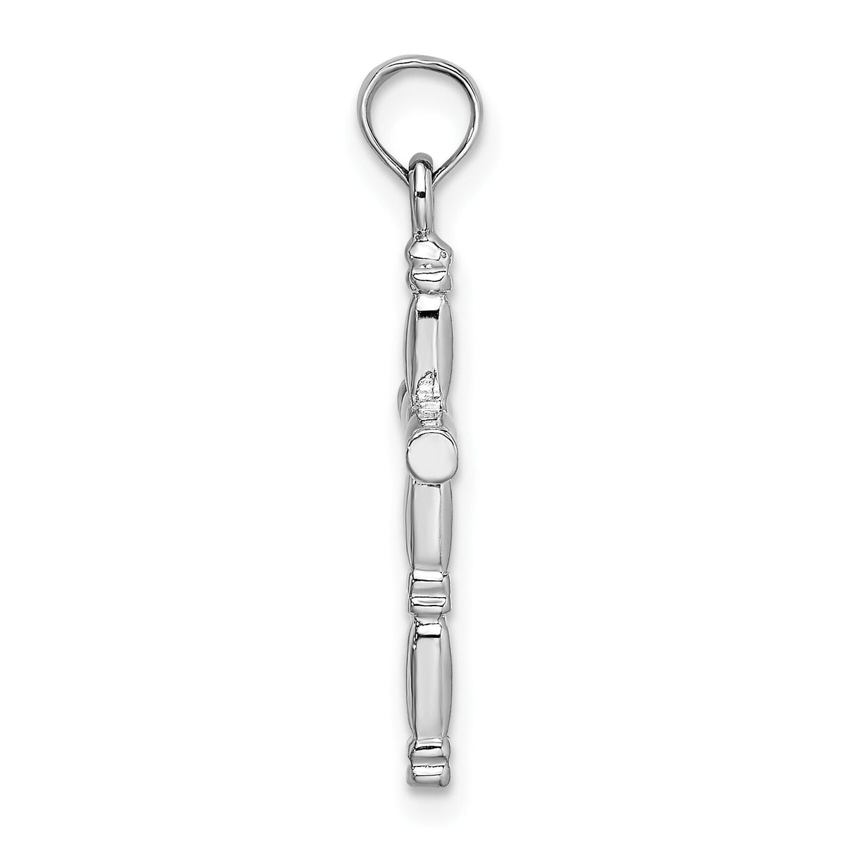 14K White Gold 3-D Polished Cross Charm-K8498W