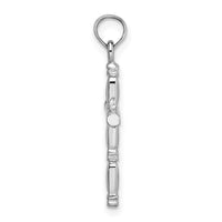 14K White Gold 3-D Polished Cross Charm-K8498W