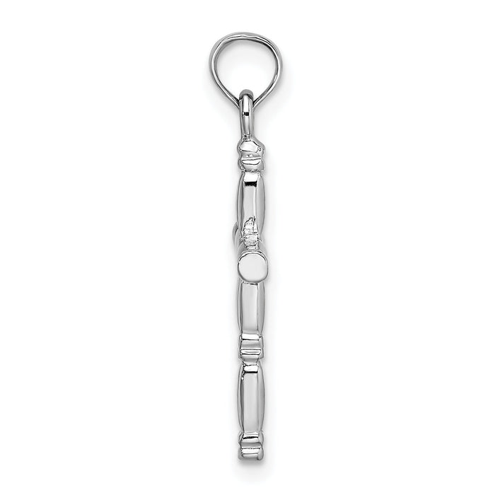 14K White Gold 3-D Polished Cross Charm-K8498W