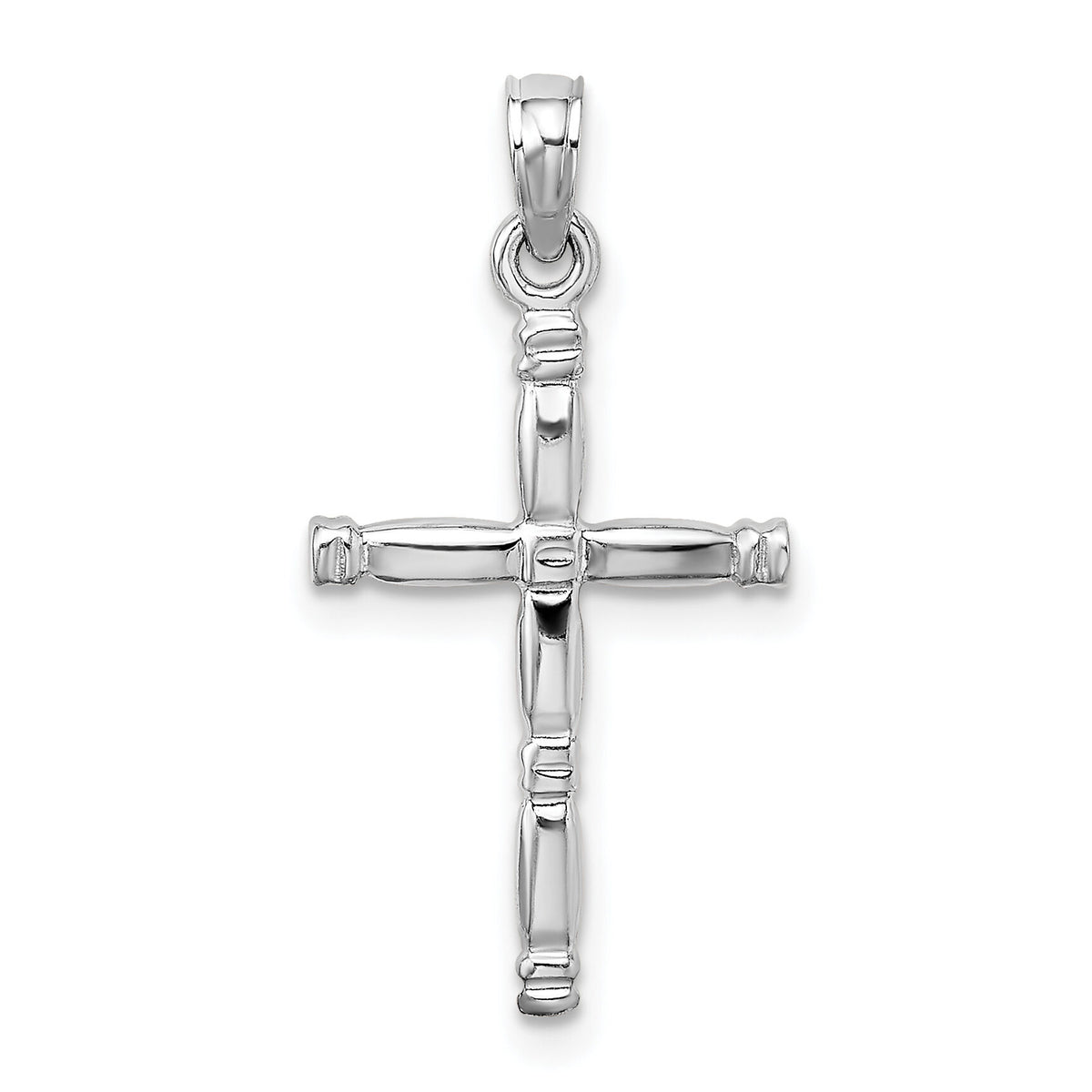14K White Gold 3-D Polished Cross Charm-K8498W