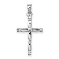 14K White Gold 3-D Polished Cross Charm-K8498W