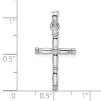 14K White Gold 3-D Polished Cross Charm-K8498W
