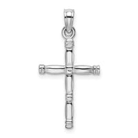 14K White Gold 3-D Polished Cross Charm-K8498W