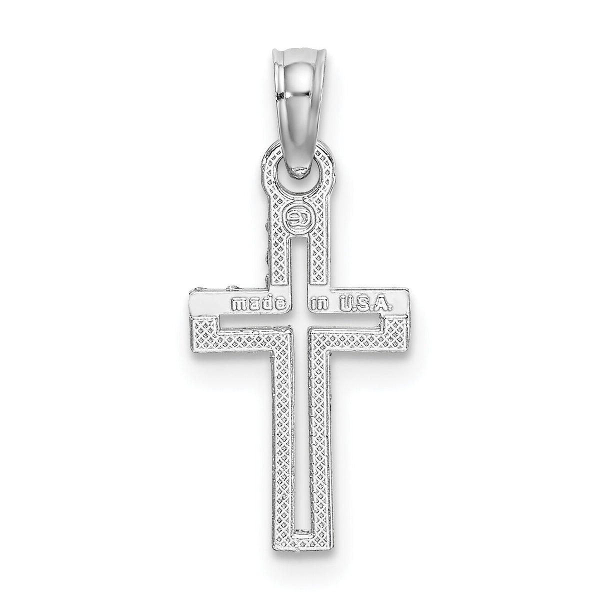 14K White Gold D/C Cross Charm-K8499W