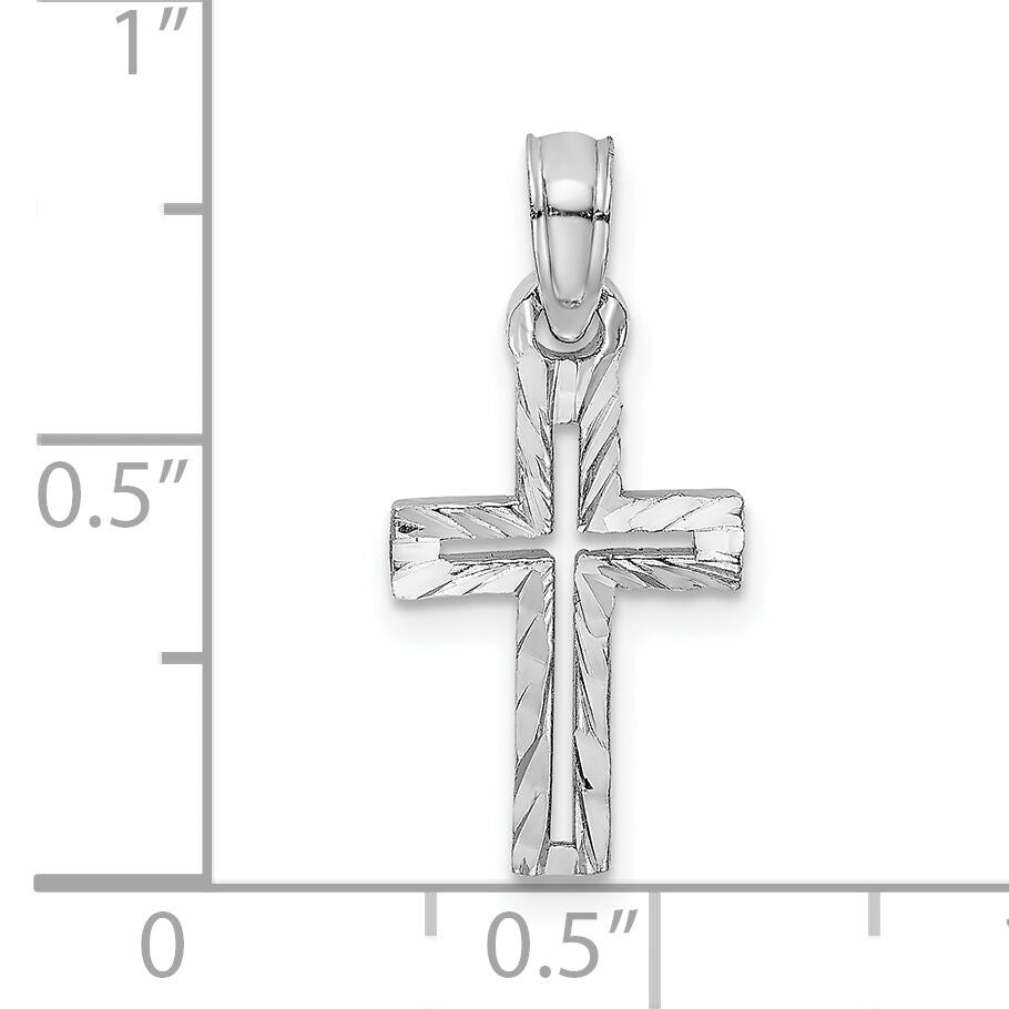 14K White Gold D/C Cross Charm-K8499W