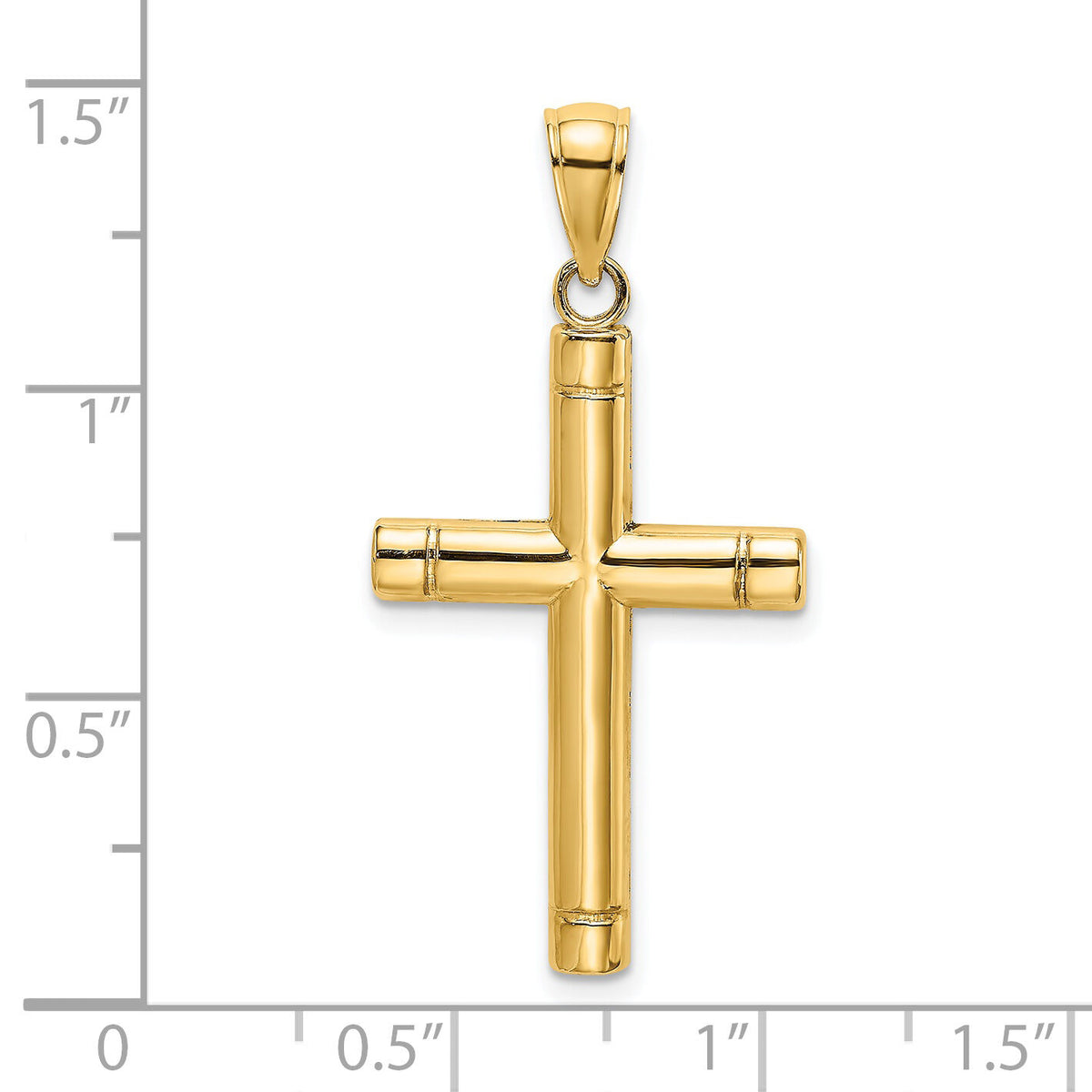14K Tubular Cross Charm-K8502