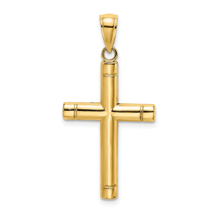 14K Tubular Cross Charm-K8502