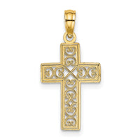 14K Textured Lace Center Cross Charm-K8504