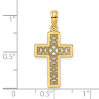 14K Textured Lace Center Cross Charm-K8504