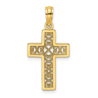14K Textured Lace Center Cross Charm-K8504